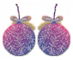 Oven Kalėdinis kryželių rinkinys eglutei „Alyvinis burbulas“ 7,3×9 cm