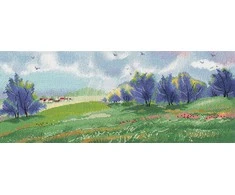 Oven Kryželiu siuvinėjimo rinkinys Pavasario peizažas, 37×15 cm