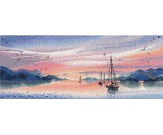 Oven Kryželiu siuvinėjimo rinkinys „Rožinis vakaras“ 37×15 cm