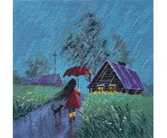 Oven Kryželiu siuvinėjimo rinkinys „Vasariškas lietus“ 18×18 cm S1706