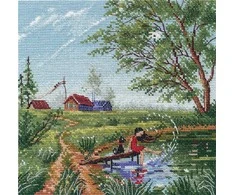 Oven Kryželiu siuvinėjimo rinkinys „Vasariškas džiaugsmas“, 18×18 cm