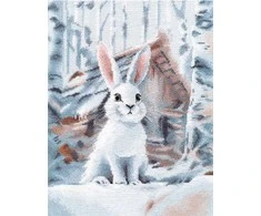 Oven Siuvinėjimo kryželiu rinkinys „Baltas zuikis“ 21×29 cm S1708