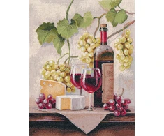 Oven Siuvinėjimo kryželiu rinkinys „Natiurmortas su vynu“ 25×32 cm
