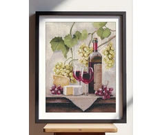 Oven Siuvinėjimo kryželiu rinkinys „Natiurmortas su vynu“ 25×32 cm