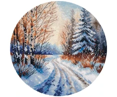 Oven Siuvinėjimo kryželiu rinkinys „Snieguotas kelias“, 20×20 cm