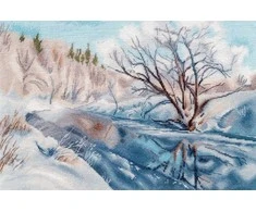 Oven Siuvinėjimo kryželiu rinkinys „Vasaris žydrynėje“ 34×24 cm S1710