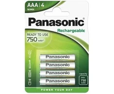 Panasonic AAA 750 mAh Ni-MH įkraunamos baterijos, 4 vnt.