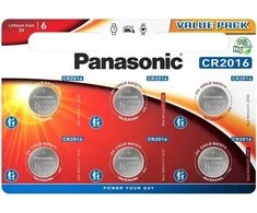 Panasonic CR2016 ličio baterijos 3V laikrodžiams, žaislams 6 vnt.
