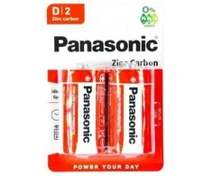 Panasonic D R20 cinko-anglies baterijos 1.5V, 2 vnt.