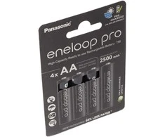 Panasonic Eneloop Pro AA 2500mAh įkraunamos baterijos, 4 vnt.