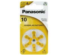 Panasonic klausos aparatų baterijos 10 dydis, 60 vnt. (cinko–oro)