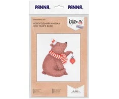 Panna Klart KLART siuvinėjimo kryželiu rinkinys „Naujųjų metų meškiukas“ 15×13,5 cm