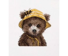 Panna Klart Kryželių siuvinėjimo rinkinys „Mielas meškiukas bitininkas“, 14,5×14,5 cm