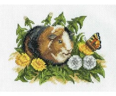 Panna Klart Kryželiu siuvinėjimo rinkinys „Jūrų kiaulytė“, 18×14 cm – mielas motyvas
