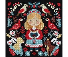 Panna Klart Kryželiu siuvinėjimo rinkinys „Miško šeimininkė“ juoda kanava 15,5×15,5 cm