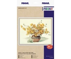 Panna Klart Kryželiu siuvinėjimo rinkinys „Geltonų gėlių puokštė“, 38×31 cm