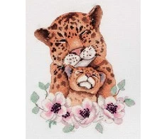 Panna Klart Kryželiu siuvinėjimo rinkinys „Leopardė su jaunikliu“ – gamtos mylėtojams