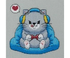 Panna Klart Kryželių siuvinėjimo rinkinys „Fluffy Gamer“, 15x15 cm – miela dovana