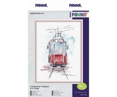 Panna Klart Kryželiu siuvinėjimo rinkinys „Miesto tramvajus“ – detalus motyvas