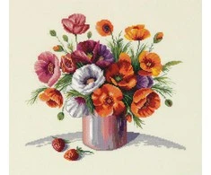 Panna Klart Kryželiu siuvinėjimo rinkinys „Rytinės aguonos“, 29×27 cm