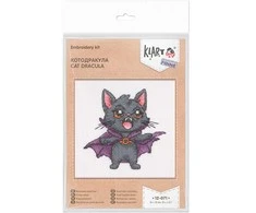 Panna Klart Kryželių siuvinėjimo rinkinys „Katinas Drakula“ 13×13 cm, KLART