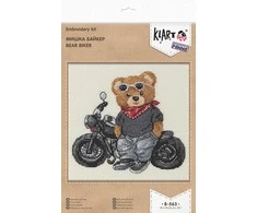 Panna Klart Siuvinėjimo kryželiu rinkinys „Biker Bear“ meškinas motociklininkas 15x14 cm