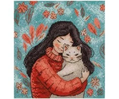Panna Klart Siuvinėjimo rinkinys kryželiu KLART „Mergaitė su kate“, 12x13 cm
