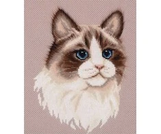 Panna Klart Žavingas kryželiu siuvinėjimo rinkinys „Ragdoll“ katė, 19.5×24.5 cm