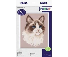 Panna Klart Žavingas kryželiu siuvinėjimo rinkinys „Ragdoll“ katė, 19.5×24.5 cm