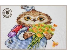 Pelėda su gėlėmis – Siuvinėjimo kryželiu rinkinys NeoCraft 9x15 cm