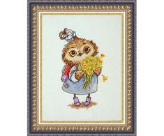 Pelėda su gėlėmis – Siuvinėjimo kryželiu rinkinys NeoCraft 9x15 cm
