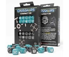Q Workshop Crosshairs Compact D6 RPG Kauliukų Rinkinys (Audros Mėlyna Ir Juoda Sp.)