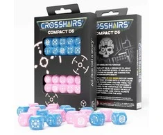 Q Workshop Crosshairs Compact D6 Rpg Kauliukų Rinkinys (Mėlynos Ir Rožinės Sp.)