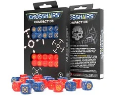 Q Workshop Crosshairs Compact D6 RPG Kauliukų Rinkinys (Kobalto Ir Raudona Sp.)