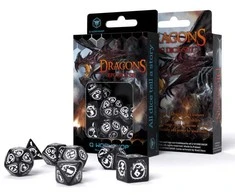Q Workshop Dragons RPG Kauliukų Rinkinys Juodos Ir Baltos Spalvos