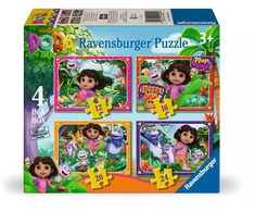 Ravensburger 4 dėlionės „Dora“, 12–24 det., nuo 3 m.