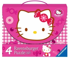 Ravensburger 4 dėlionės lagaminėlyje „Hello Kitty“, 25–36 det., nuo 3 m.