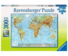 Ravensburger dėlionė „Fizinis pasaulio žemėlapis“, 300 XXL det., nuo 9 m.
