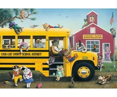 Ravensburger grindų dėlionė „Katinai ir mokyklinis autobusas“, 24 det.