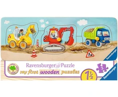 Ravensburger medinė dėlionė „Statybų aikštelė“, 3 det., nuo 1,5 m.