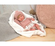 ARIAS Reborn lėlytė rausvais rūbeliais, 40 cm