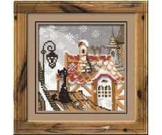 RIOLIS - Create It Yourself - Siuvinėjimo rinkinys „Katės žiemiškame mieste“ 610 (13x13 cm)