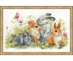 RIOLIS - Create It Yourself - Siuvinėjimo rinkinys „Juokingi triušiai“ 1416 (40x25 cm)