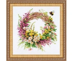 RIOLIS - Create It Yourself - Siuvinėjimo rinkinys „Vainikas su ugniažole“ 1456 (30x30 cm)