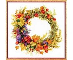 RIOLIS - Create It Yourself - Siuvinėjimo rinkinys „Vainikas su kviečiais“ 1537 (30x30 cm)