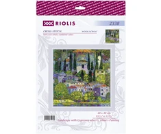 Riolis Gustavo Klimto „Kraštovaizdis su kiparisais“ kryželiu siuvinėjimo rinkinys 40x40 cm