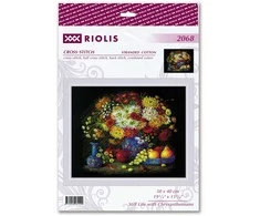 Riolis Kryželiu siuvinėjimo rinkinys „Natiurmortas su chrizantemomis“ 50x40 SR2068