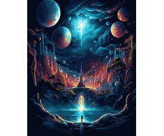 SuperColor Tapyba Pagal Skaičius: „Fantastinis planetų slėnis“ 40x50 cm
