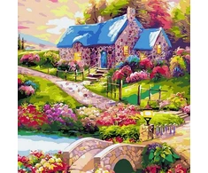 SuperColor Tapyba Pagal Skaičius: „Kaimo namelis“ 40x40 cm