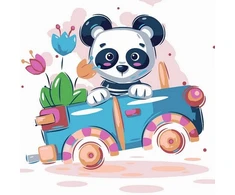 SuperColor Tapyba Pagal Skaičius: „Panda automobilyje“ 20x20 cm